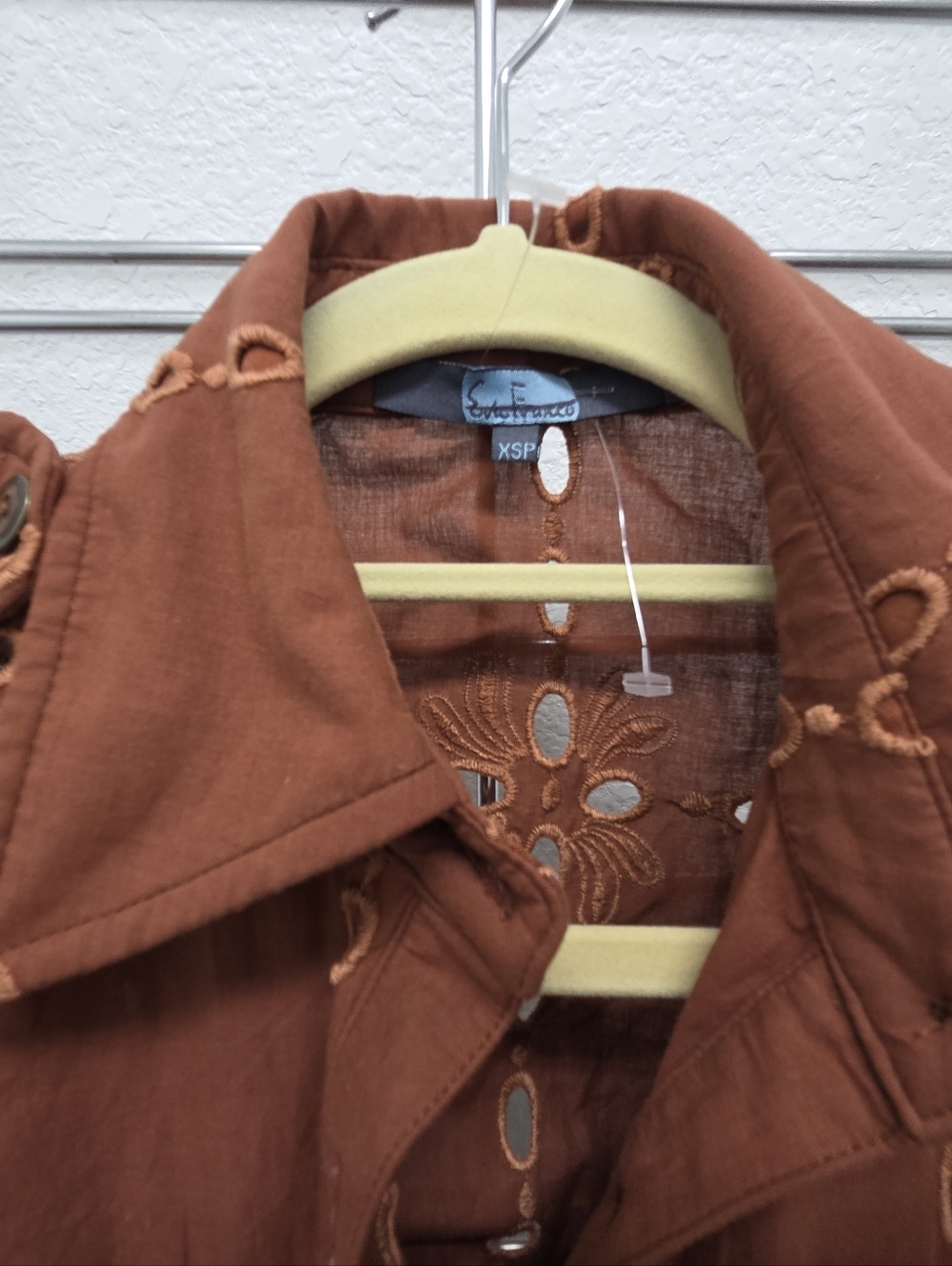 Eva Franco Rust Eyelet Button-Tier Dress - Picture 10 of 11